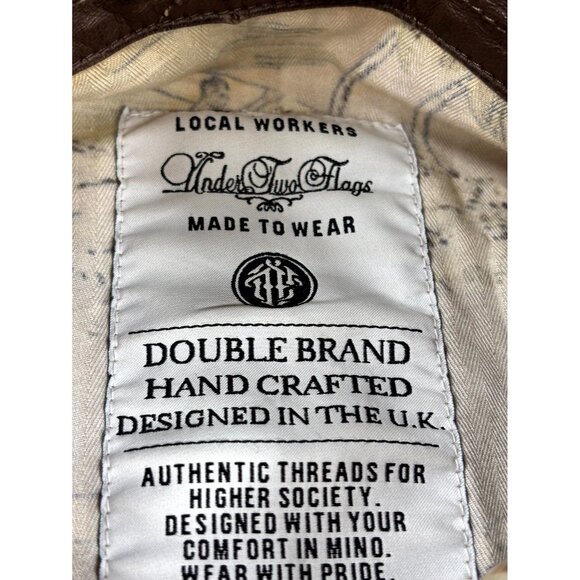 Under Two Flags Shacket Shirt Mens Medium Beige Hawaiian 100% Cotton Button-Up - Picture 6 of 12